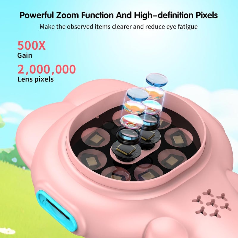 EDCREATY Microscope for Kids, Mini Portable Handheld Microscope with 500X Magnification, 200W Pixels, 2.0 High-Definition Screen for Birthday Christmas Educational Gifts Toys for 3 4 5 6 7 8 9 10 11 12 Kids - Image 2